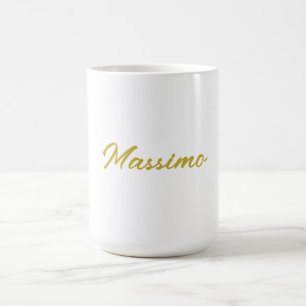 Kalligrafi Elegant Guld Vit Enkel Namn Kaffemugg