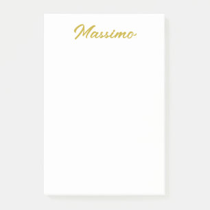 Kalligrafi Elegant Guld Vit Enkel Namn Post-it Block