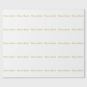 Kalligrafi Elegant Guld Vit Enkel Namn Presentpapper