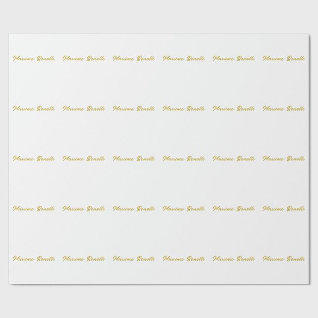 Kalligrafi Elegant Guld Vit Enkel Namn Presentpapper (Platt)