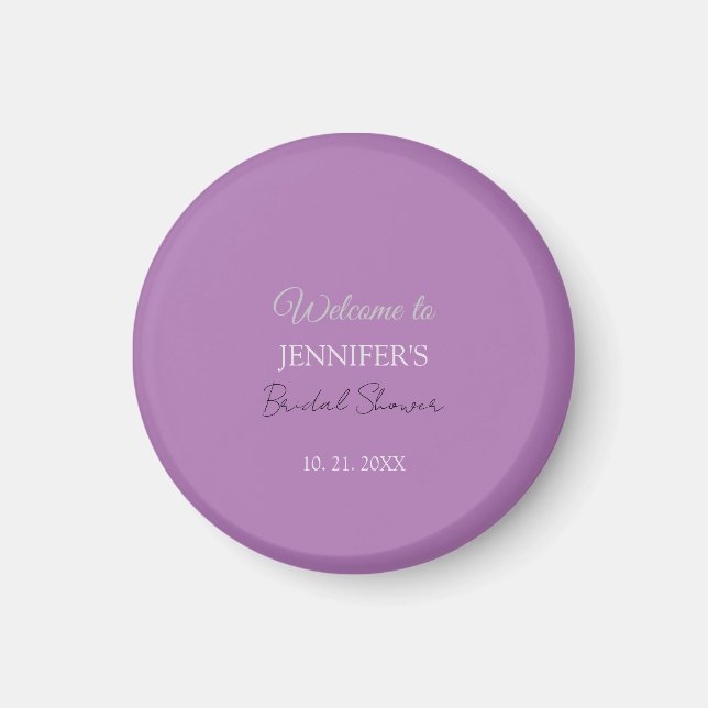 Kalligrafi Elegant Lavendel Bröllopsdusch Välkomme Magnet (Framsidan)