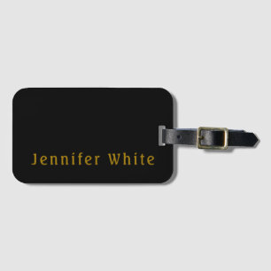 Kalligrafi Elegant Retro Guld & Black Namn Bagagebricka