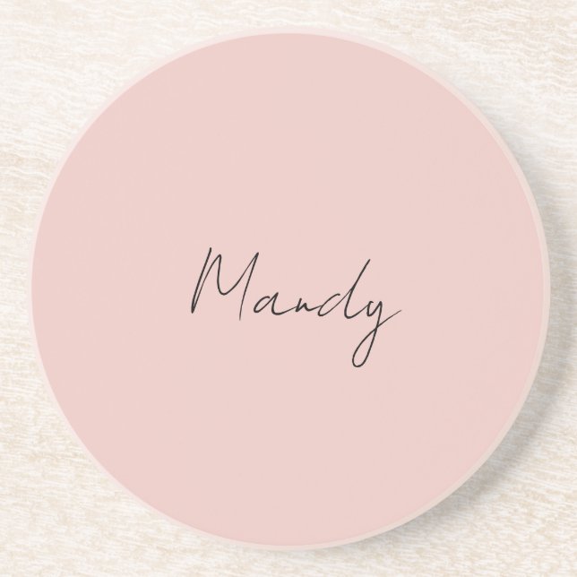 Kalligrafi Elegant Roséguld Enkel Namn Underlägg (Framsidan)
