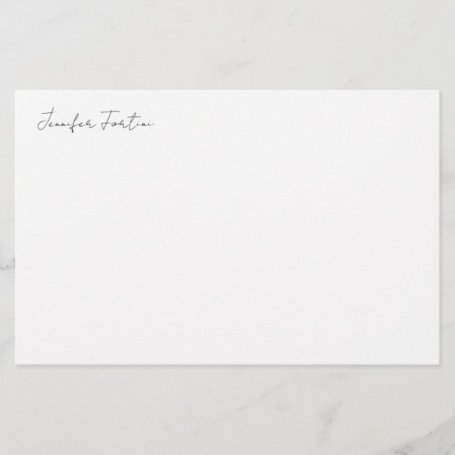 Kalligrafi Elegant Svart & Vit Enkel Enkelt Brevpapper (Framsida)
