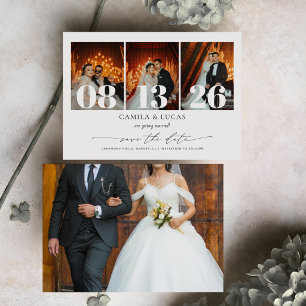 Kalligrafi Elegant text och foto Bröllop Spara Datumet