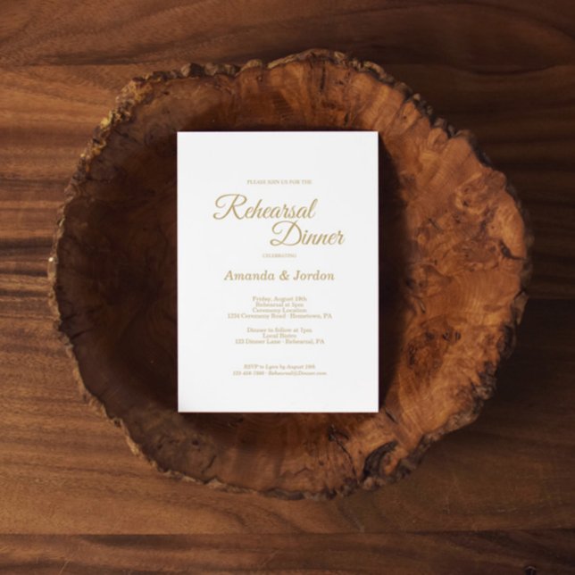 Kalligrafi, enkel Guld-middag Inbjudningar (Skapare uppladdad)