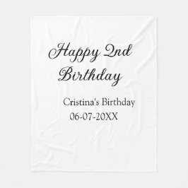 kalligrafi enkel minimal andra lycklig-födelsedag fleecefilt