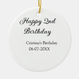 kalligrafi enkel minimal andra lycklig-födelsedag julgransprydnad keramik