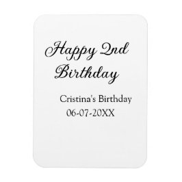 kalligrafi enkel minimal andra lycklig-födelsedag magnet
