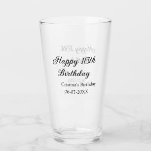 kalligrafi enkel, minimal lycklig 15-årsdag glaskopp