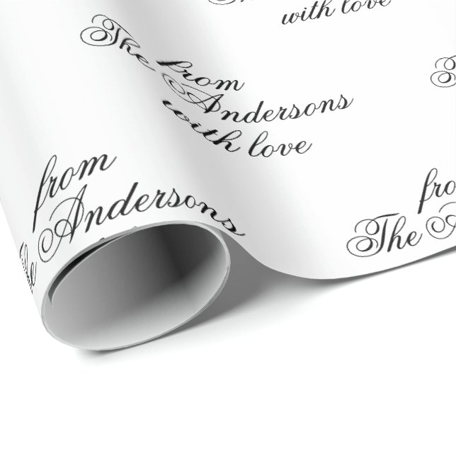 Kalligrafi Enkel Modern Elegant Anpassad Presentpapper (Rullad Hörn)