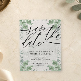 Kalligrafi Eucalyptus budget specialdag Flygblad