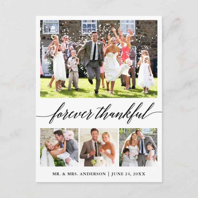 Kalligrafi Evigt Tacksam 4 Foto Tack Vykort (Framsida)