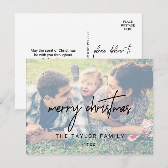 Kalligrafi | Fängad fotopul - jul Helg Vykort (Fram/baksida)