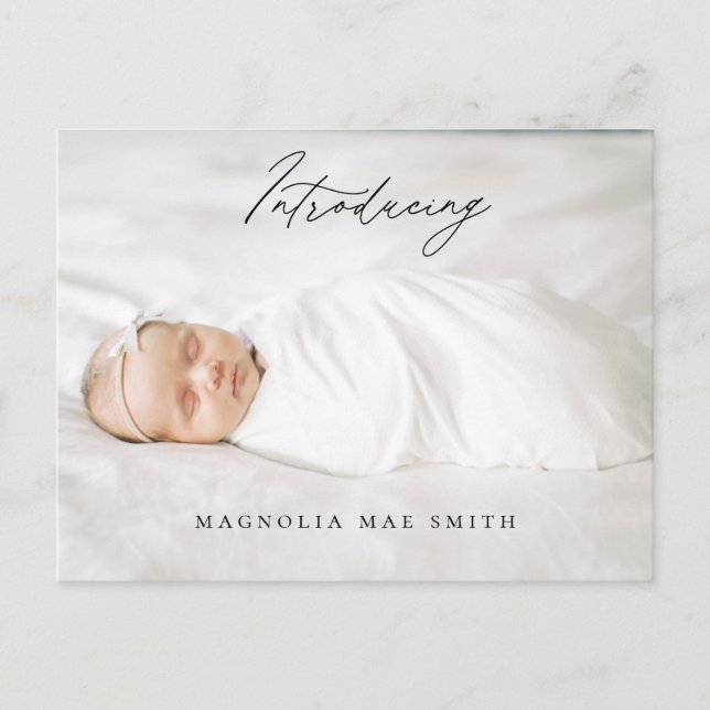 Kalligrafi Födelse Foto Postkort Meddelande Vykort (Framsida)