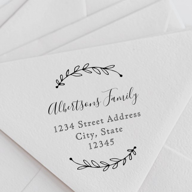 Kalligrafi för botaniska kransar Namn Adress Självfärgande Stämpel (Skapare uppladdad)