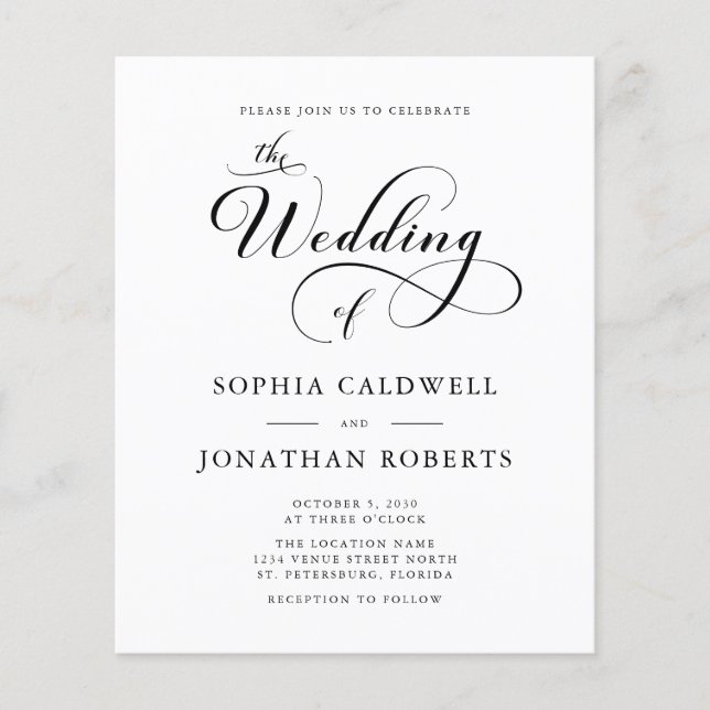 Kalligrafi för budgeterad Elegant QR-kodBröllopsin (Framsida)