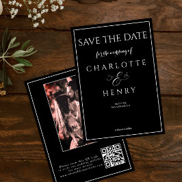 Kalligrafi för budgeterad Elegant, svart foto QR-k Spara Datumet