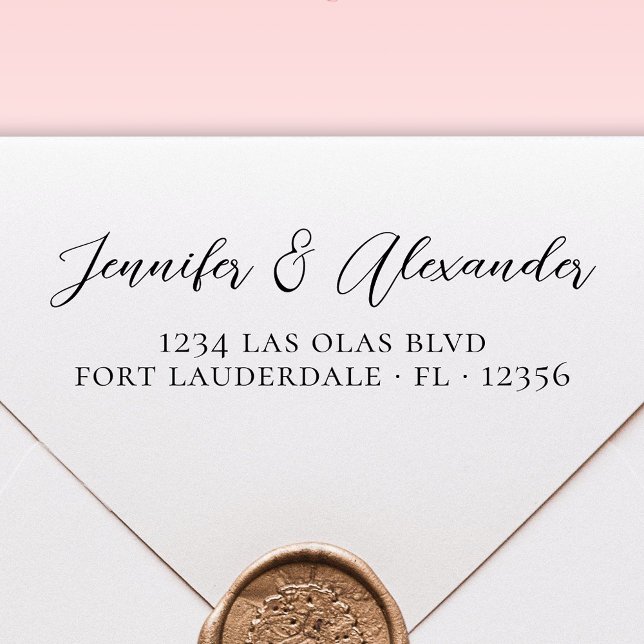 Kalligrafi för Elegant av bröllop-Returadress Självfärgande Stämpel (Skapare uppladdad)