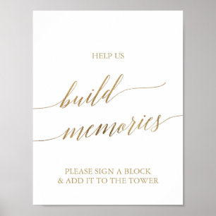 Kalligrafi för elegant Guld Bygg minnestecken Poster
