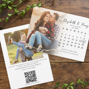 Kalligrafi för enkel kalender Två foto QR-kod Spara Datumet