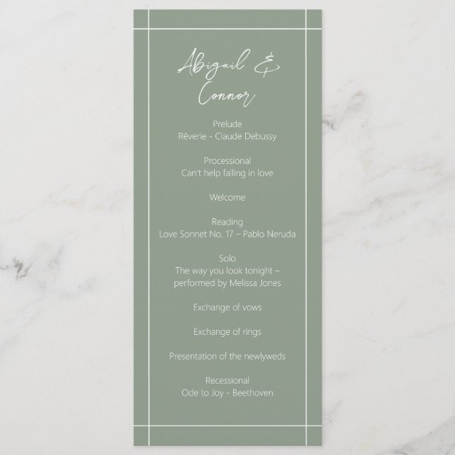 Kalligrafi för enkel modern Grönt Program (Framsida)