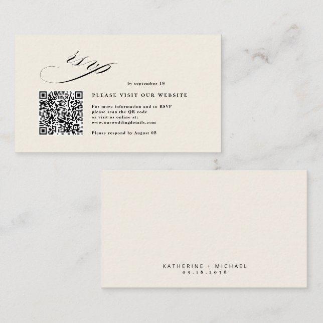 Kalligrafi för romsk skriptkod QR-Bröllop OSA Tilläggskort (Fram/baksida)