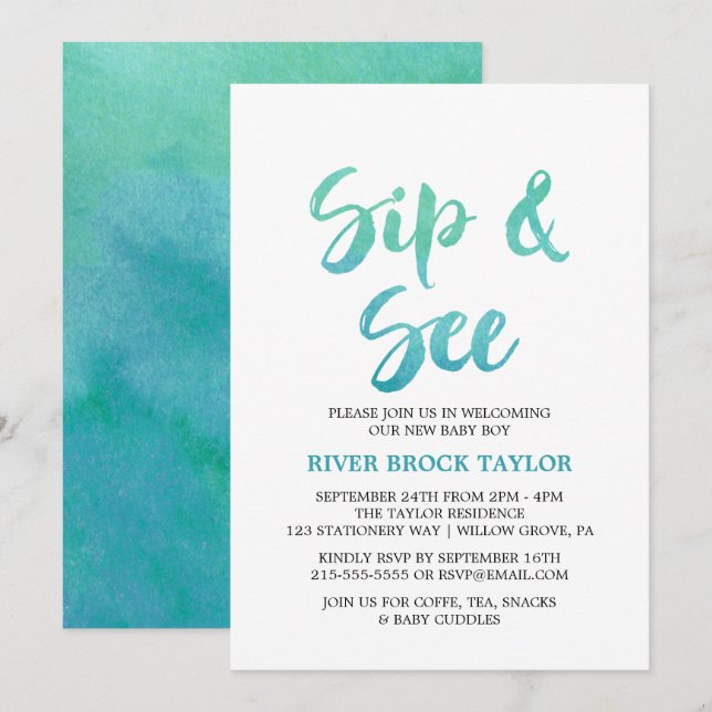 Kalligrafi för vattenfärg, sida och se inbjudningar (Fram/baksida)