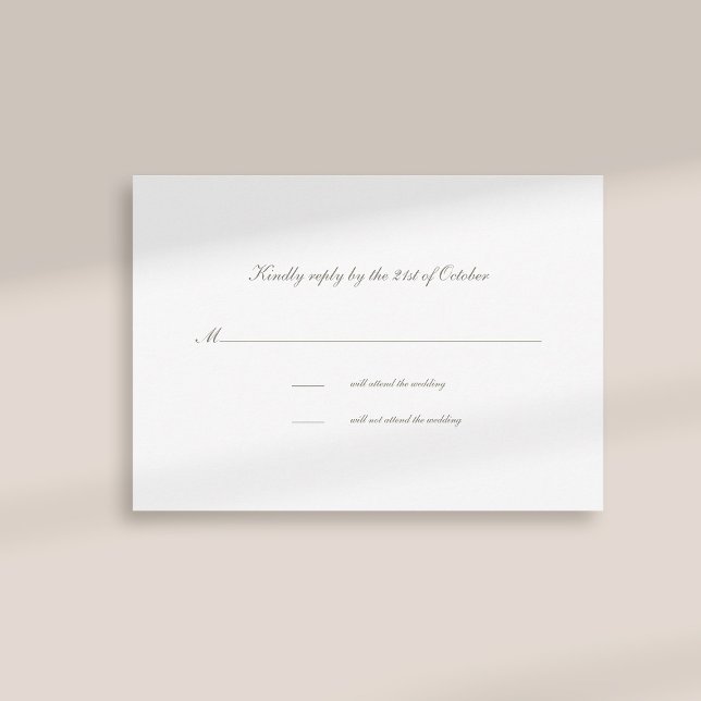 Kalligrafi Formal Classic Ivory Bröllop OSA Card (formal traditional elegant calligraphy wedding rsvp card ivory white classic)