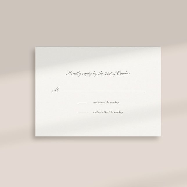 Kalligrafi Formal Classic Pearl Bröllop OSA Card (formal traditional elegant calligraphy wedding rsvp card pearl white classic)