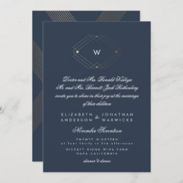 Kalligrafi Formell monogram guldflotta Inbjudningar