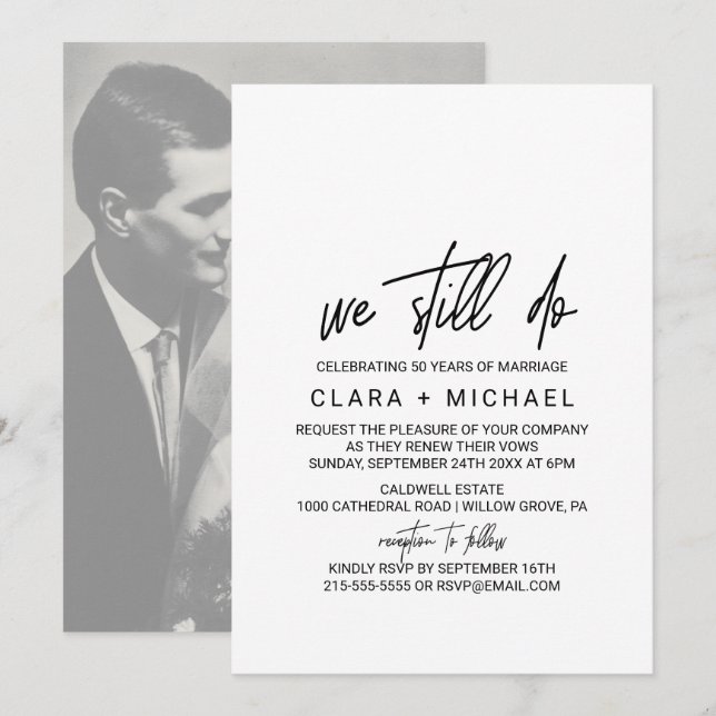 Kalligrafi | Förnyelse av foto-backar Inbjudningar (Fram/baksida)