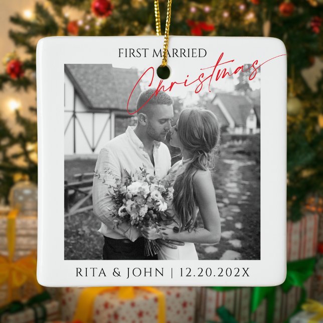 Kalligrafi första marin julfotopaterier julgransprydnad keramik (Skapare uppladdad)