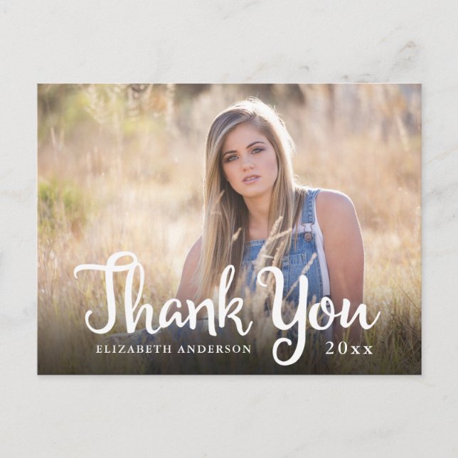 Kalligrafi Foto Examen Tack  Vykort (Framsida)