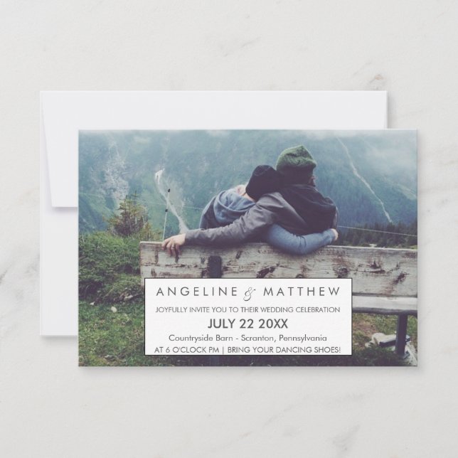 Kalligrafi | Foto med inmatning Bröllop Inbjudningar (Framsida)