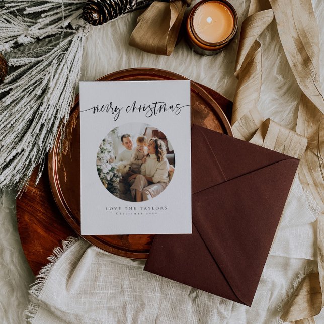 Kalligrafi - fotoport för familjen Calligraphy Julkort (Skapare uppladdad)