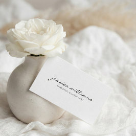 Kalligrafi Girly White Minimalist Visitkort