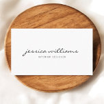 Kalligrafi Girly White Minimalist Visitkort<br><div class="desc">Minimalistiskt och modernt kort för professionell för frilans och entreprenör.</div>