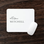 Kalligrafi Girly White Mouse Pad Musmatta<br><div class="desc">Minimalistisk och modern musknapp.</div>