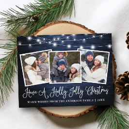 Kalligrafi Glad jul blå träd belysning Vykort