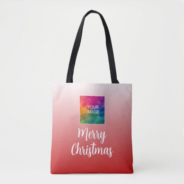 Kalligrafi God Jul Med Ditt Foto / Logo Tygkasse (Framsida)