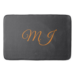 Kalligrafi grå orange monogram namn initial badrumsmatta