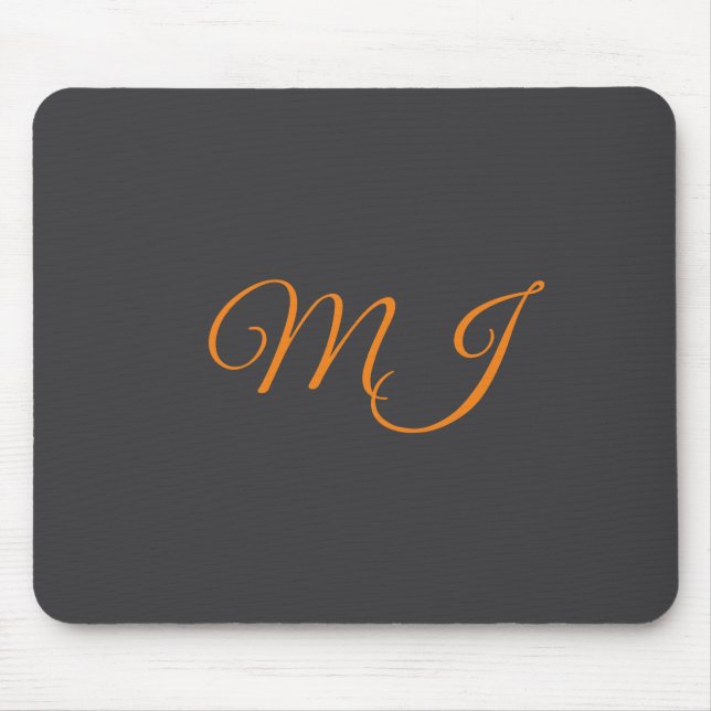Kalligrafi grå orange monogram namn initial musmatta (Framsidan)
