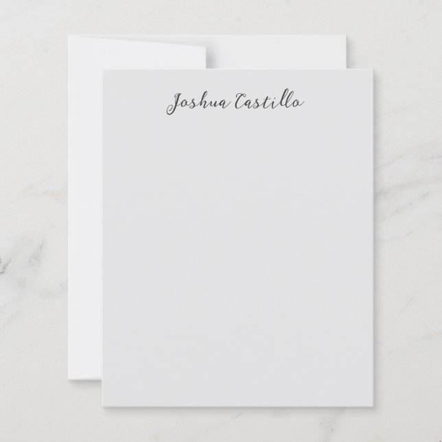 Kalligrafi Grå Professionell Namn Pappersark (Framsida)
