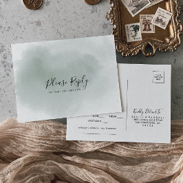 Kalligrafi Grön och Vit Meny Val RSVP 