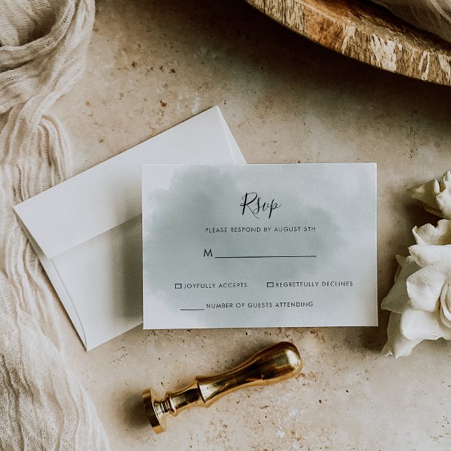 Kalligrafi Grön och Vit RSVP OSA Kort (Skapare uppladdad)