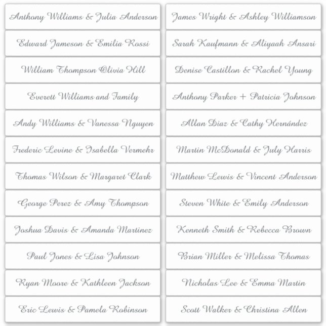 Kalligrafi Guest Namn Labels White Klistermärken (Framsida)