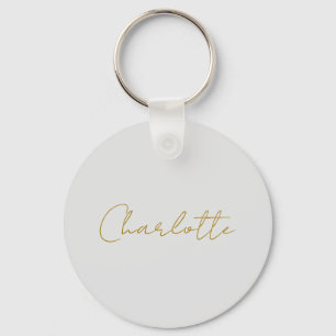 Kalligrafi Guld Färg Grått Anpassningsbar Personl Nyckelring