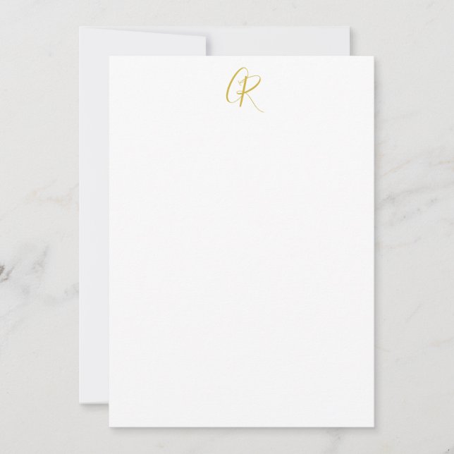 Kalligrafi Guld Färg Monogram Modern Minimalistisk (Framsida)