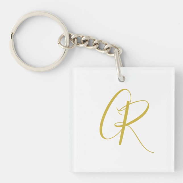 Kalligrafi Guld Färg Monogram Modern Minimalistisk (Framsidan)